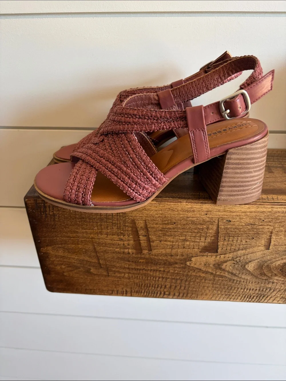 Lucky Brand Sasina Woven Slingback Sandal - Rosewood NEW Size 8